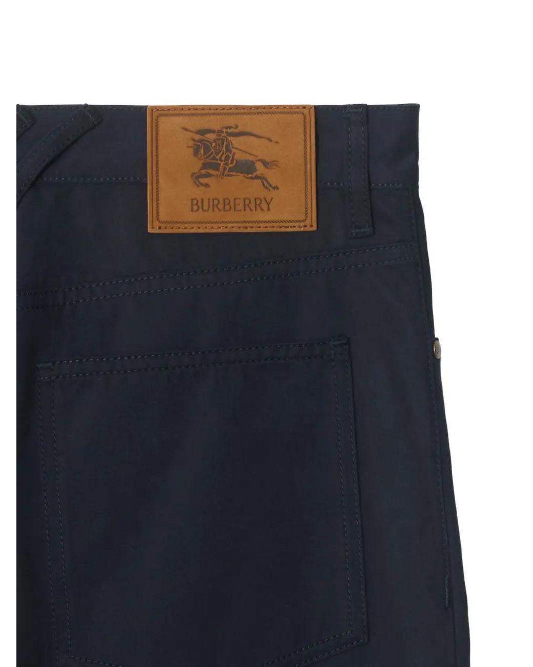 Burberry Blue Cotton Moleskin Trousers for men
