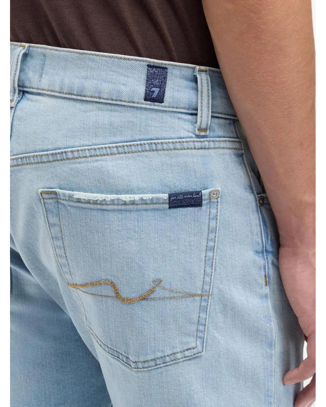 7 For All Mankind Blue The Straight Crystal Jeans for men