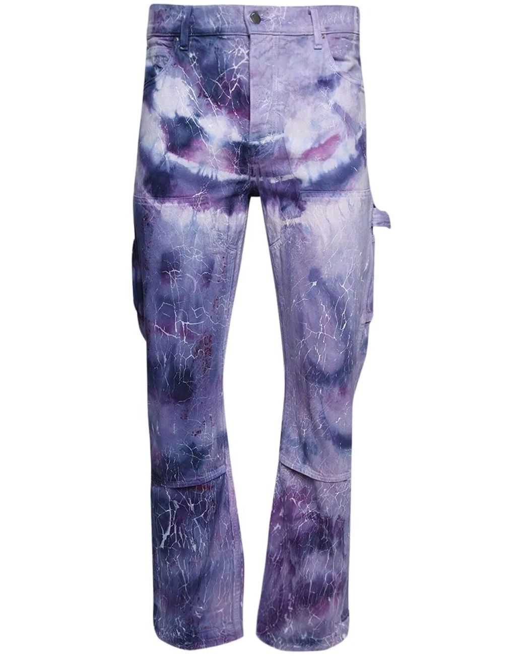 Amiri Blue Cracked Tie-Dye Carpenter Jeans for men