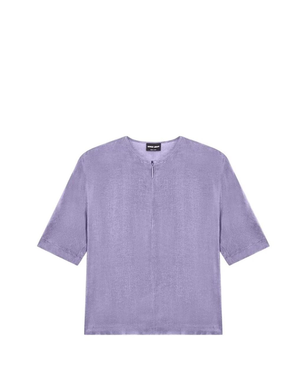 Giorgio Armani Purple Zip-Fastening Short-Sleeve Blouse