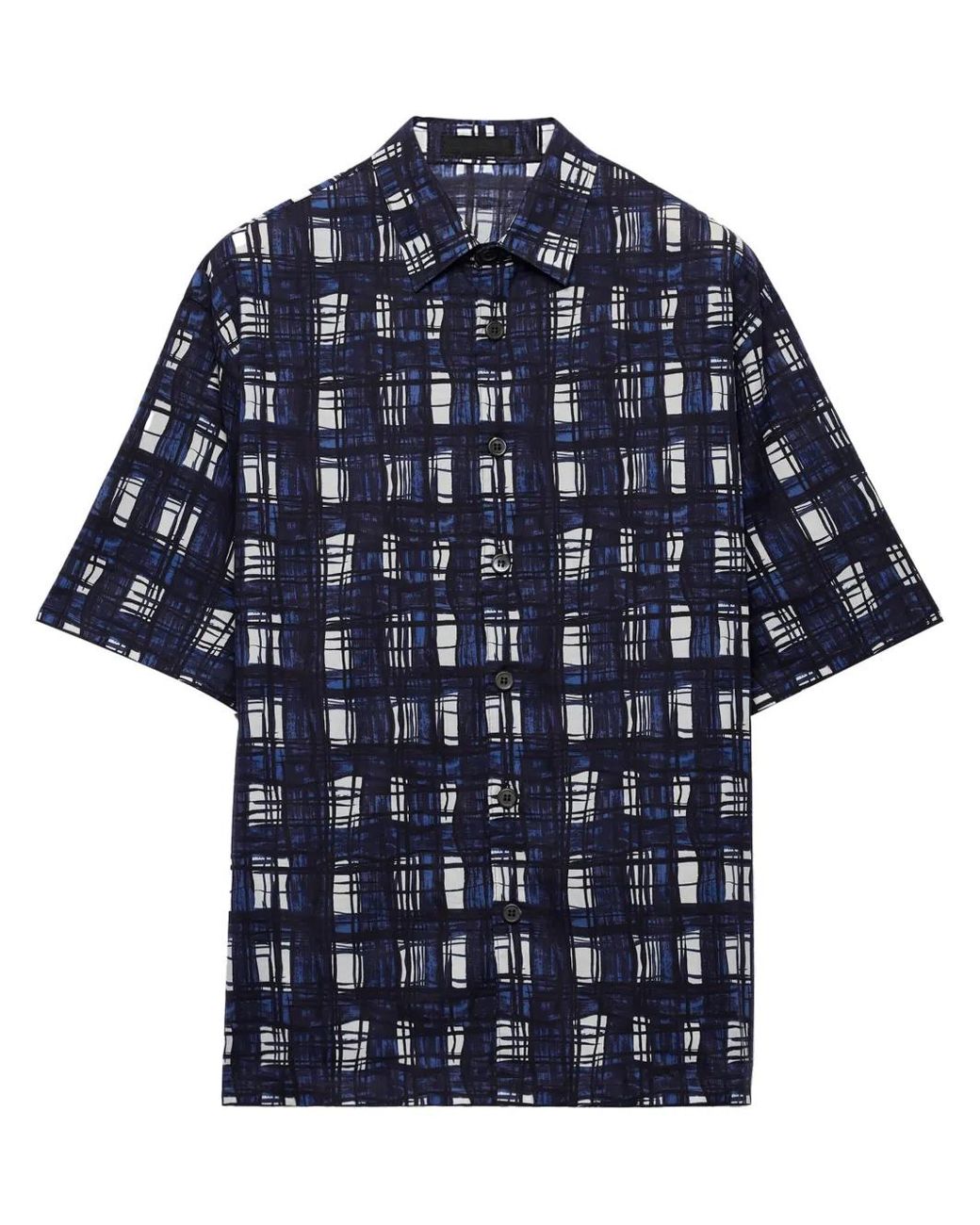 Prada Blue Madras Check Pattern Shirt for men