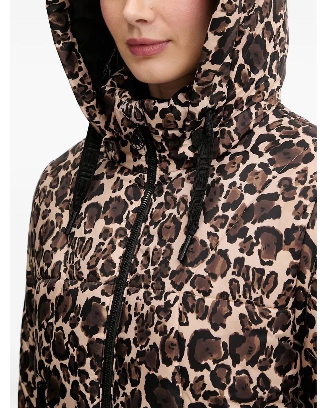 Sportalm Black Leopard-Print Hooded Jacket