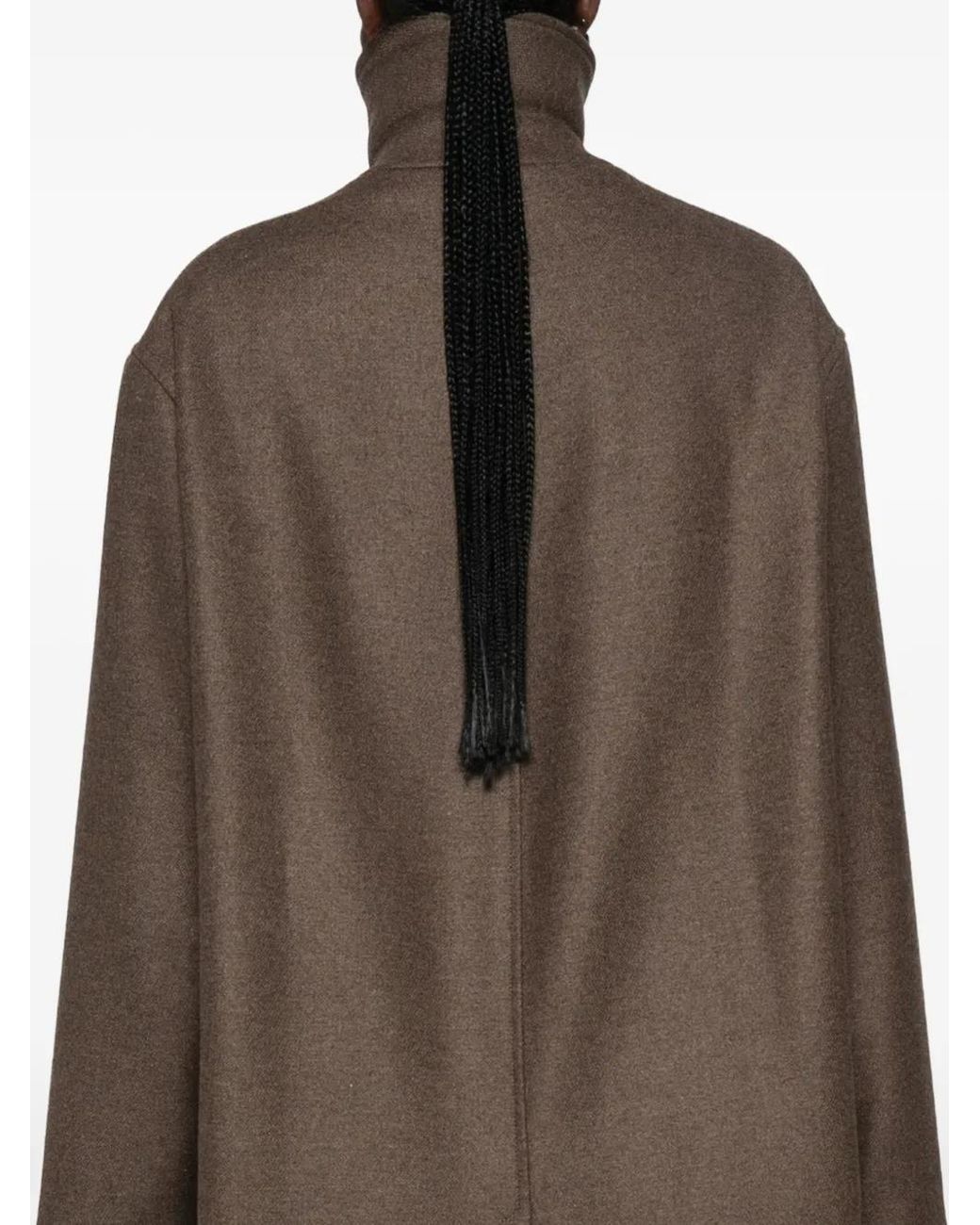 Studio Nicholson Brown Ria High-Neck Concealed-Fastening Coat
