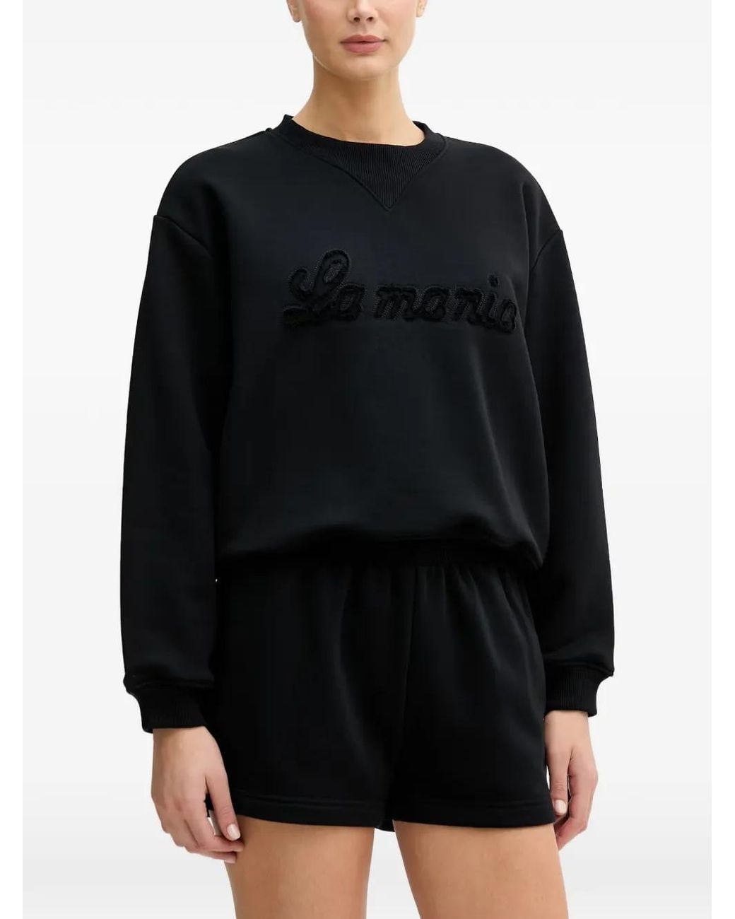 La Mania Black Brodie Logo-Embroidered Sweatshirt