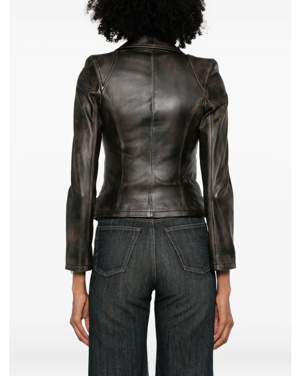 S.W.O.R.D Gray Zip-Up Leather Jacket