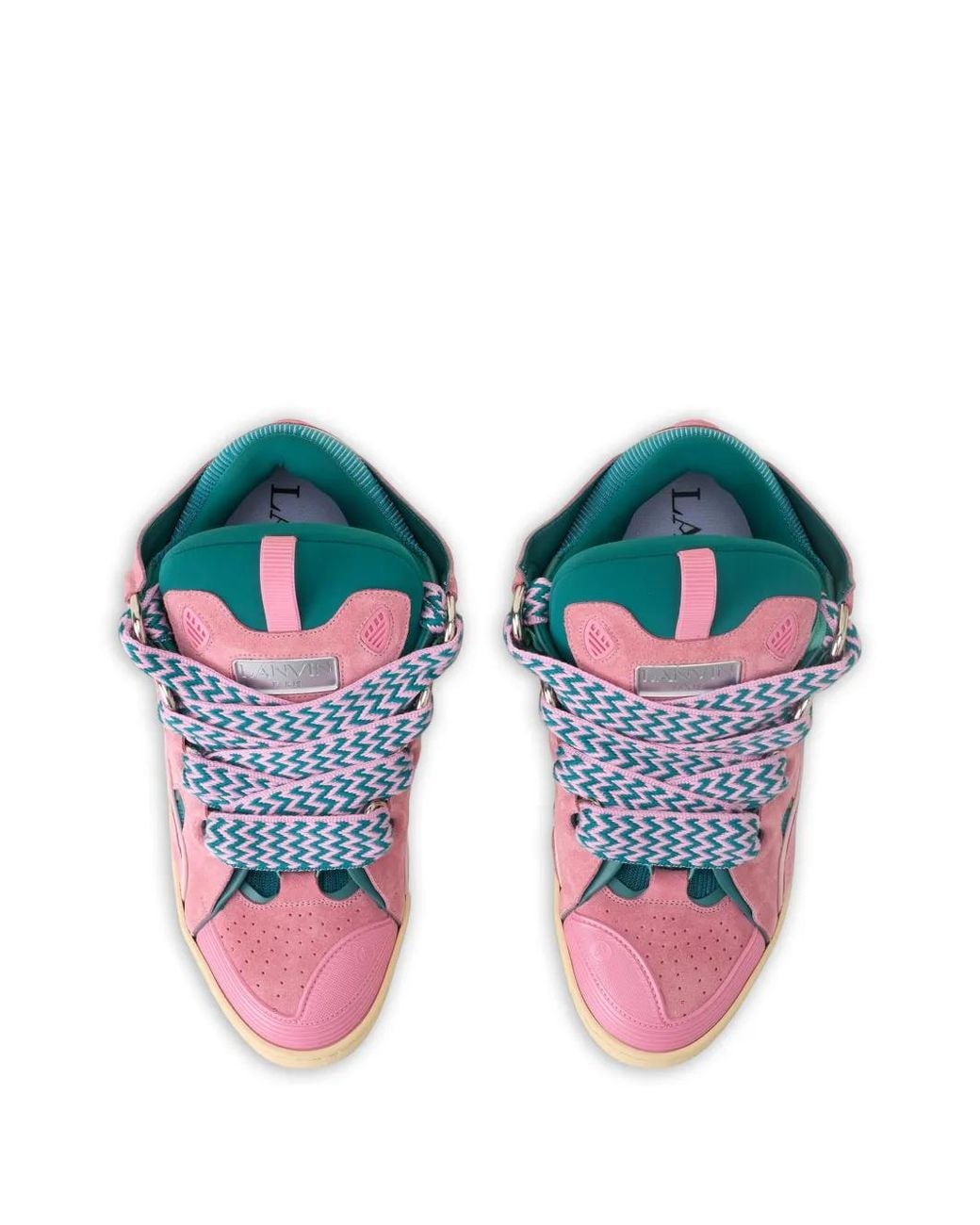 Lanvin Pink Curb Cut-Out Lace-Up Sneakers