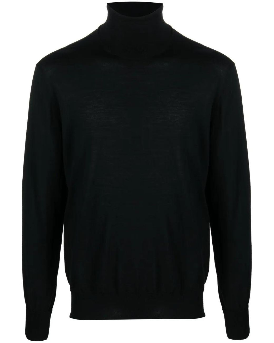 PT Torino Black Roll-Neck Virgin-Wool Jumper for men