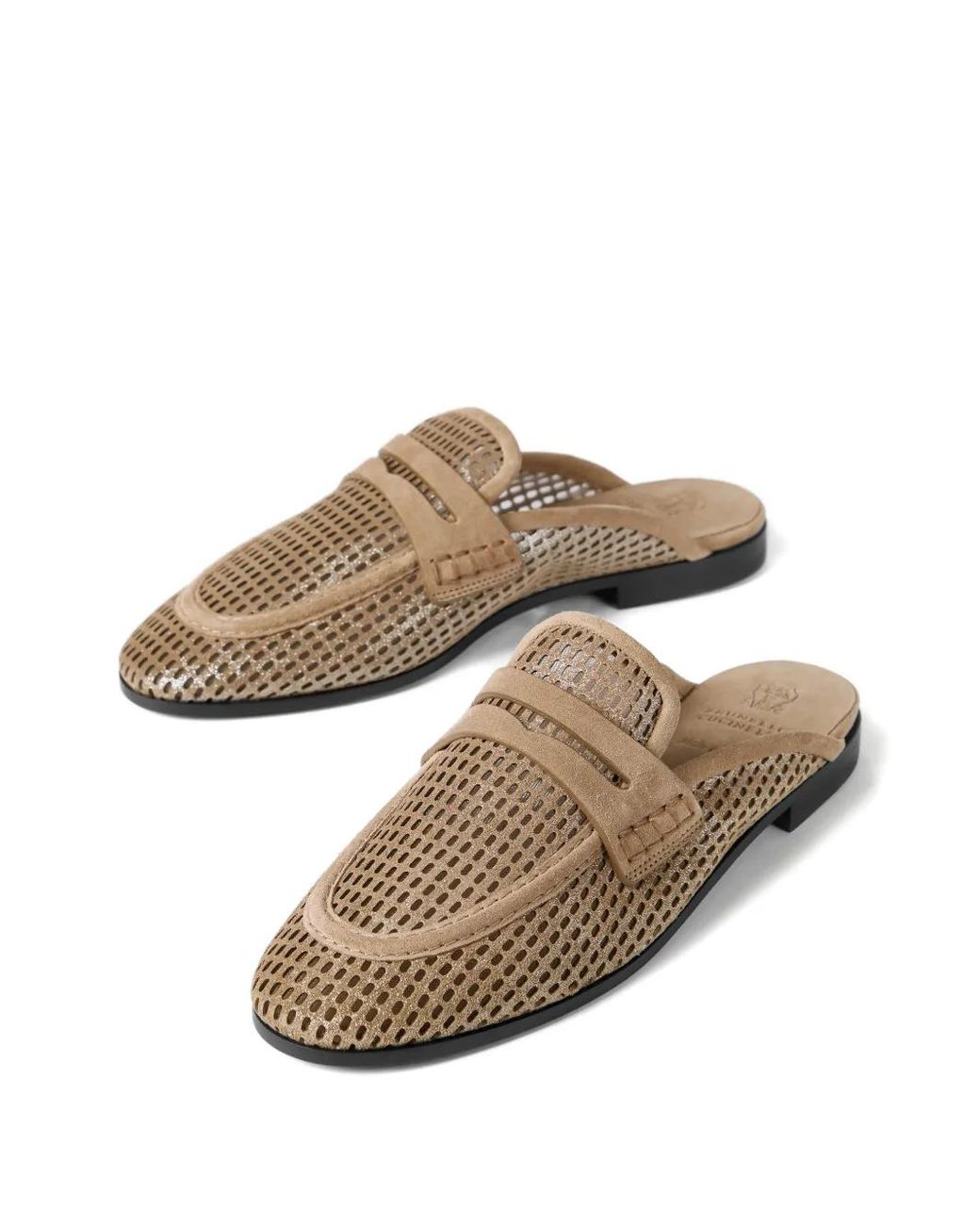 Brunello Cucinelli Brown Leather Slippers