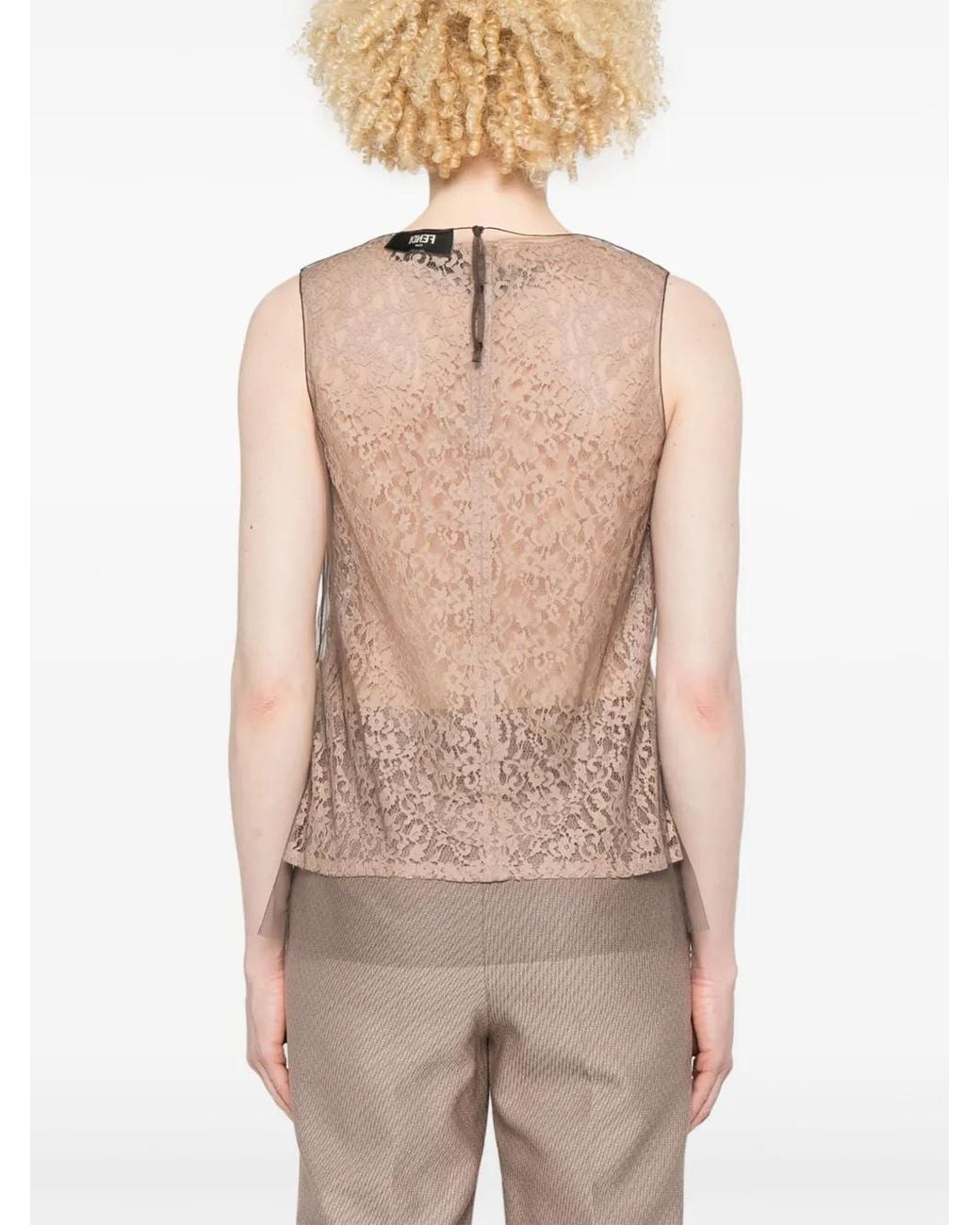 Fendi Natural Crew Neck Printed Top