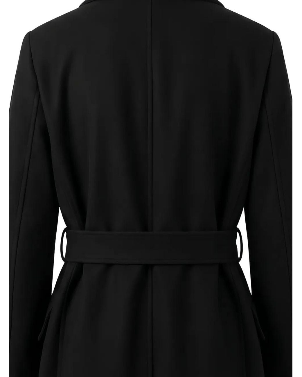 Valentino Garavani Black Manteau Ceinturé À Détail Vlogo