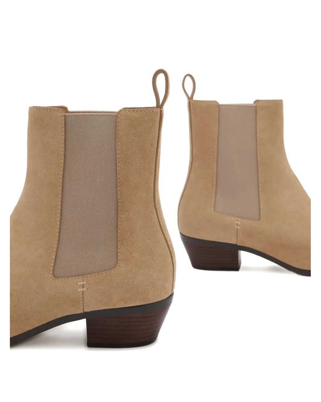 Odissi Natural Almond Toe Pull-Tab Boots