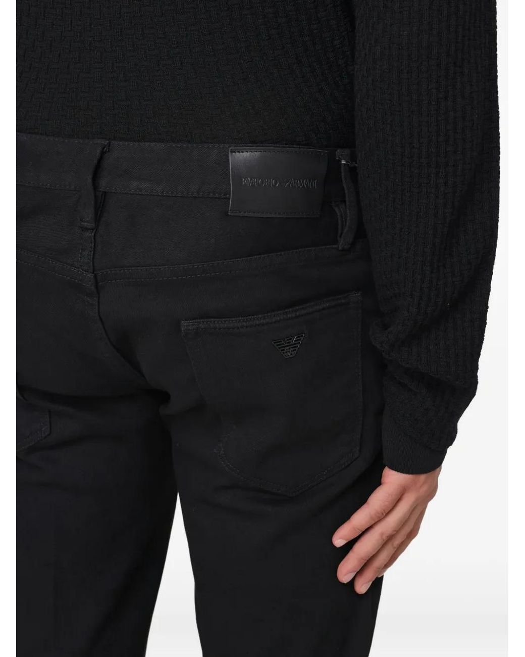 Emporio Armani Black Patch-Pockets Jeans for men