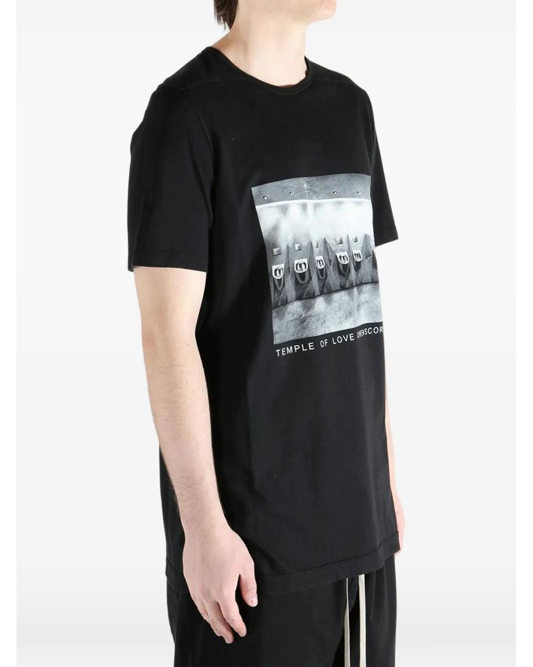Rick Owens Black Graphic-Print T-Shirt for men