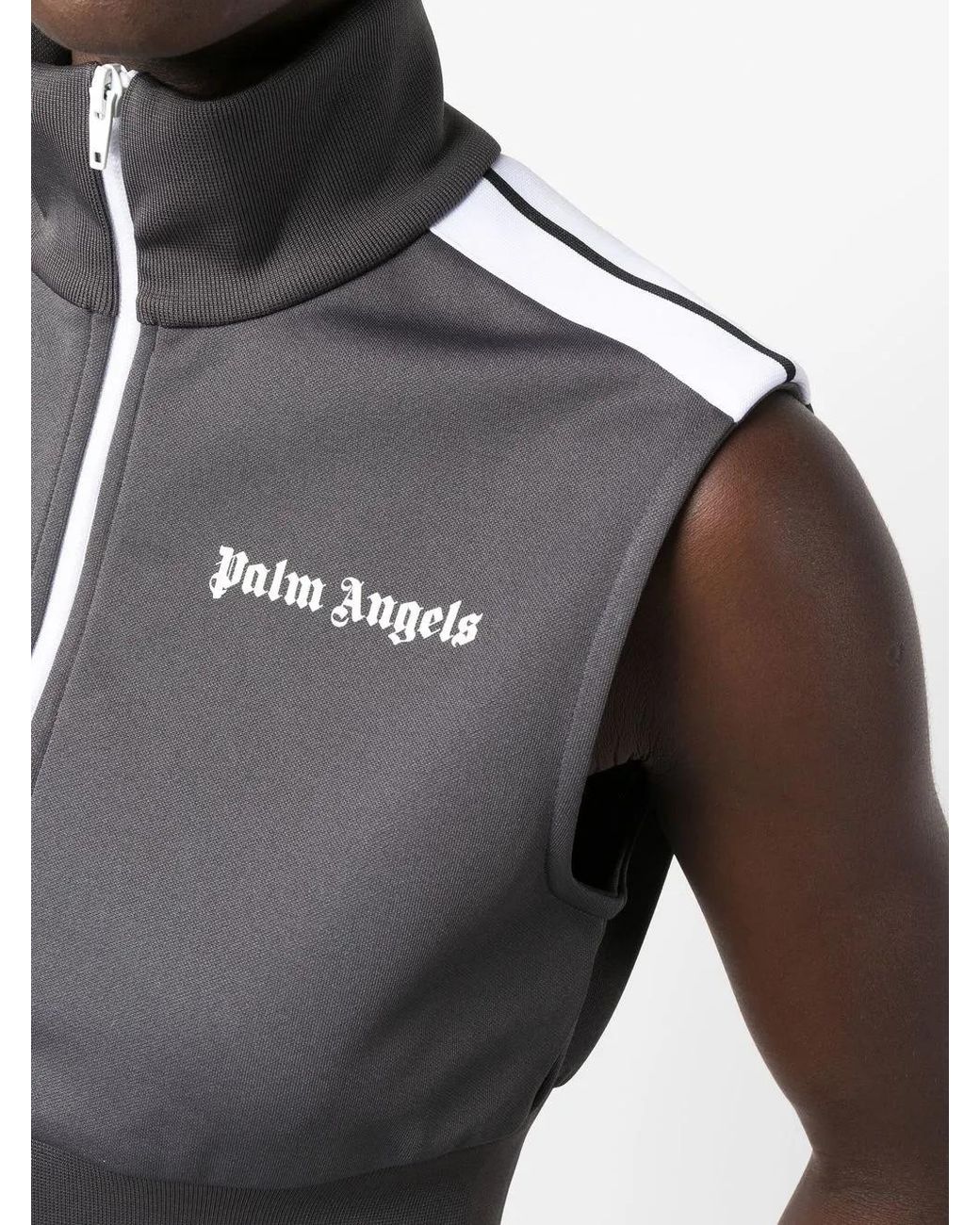 Palm Angels Black Logo-Print Zip-Up Vest