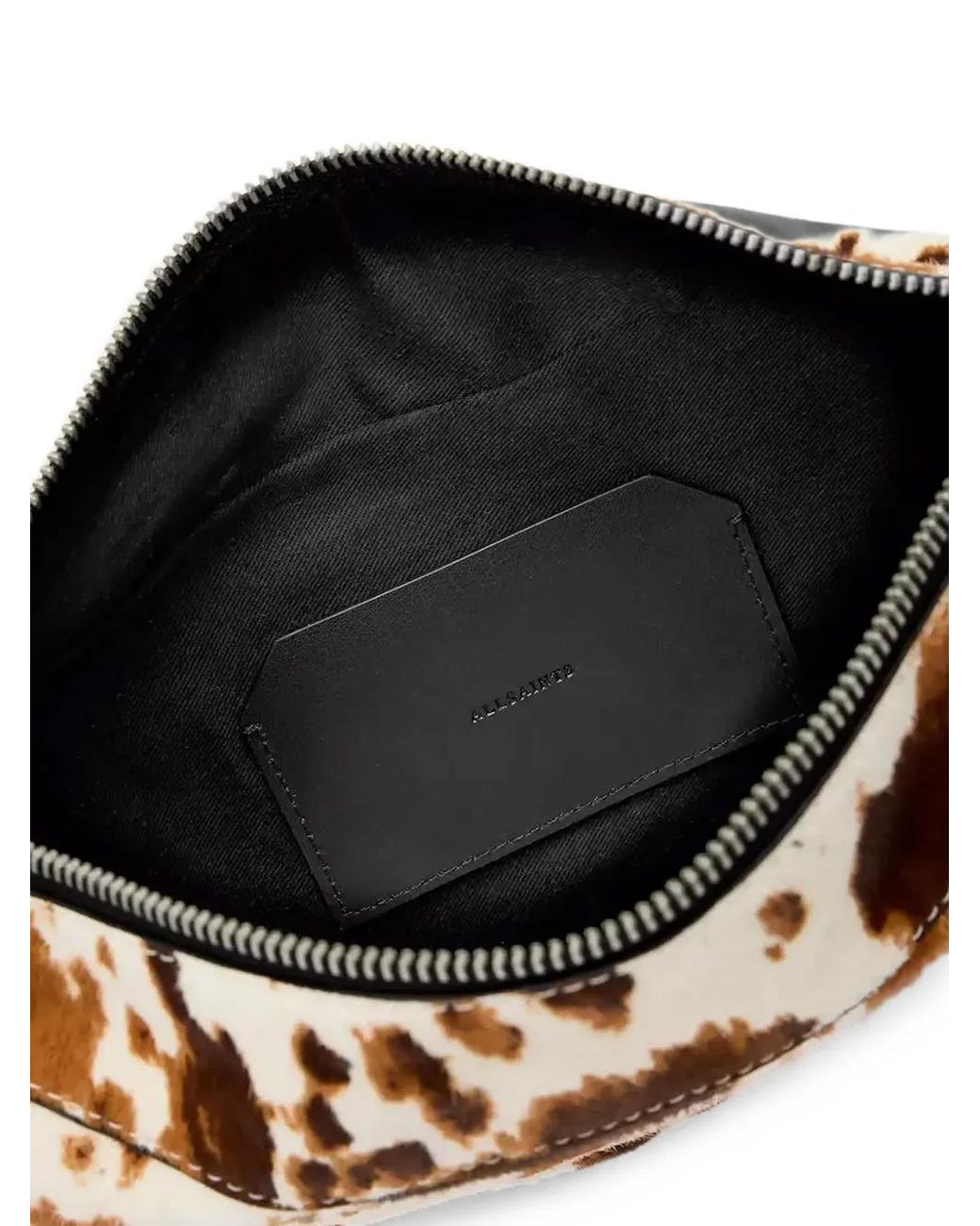 AllSaints Metallic Cow-Print Leather Shoulder Bag