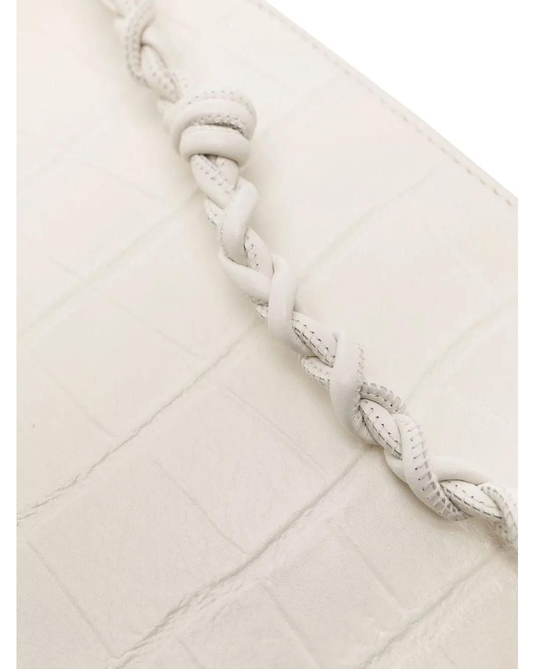 Jil Sander White Crocodile-Effect Leather Satchel Bag