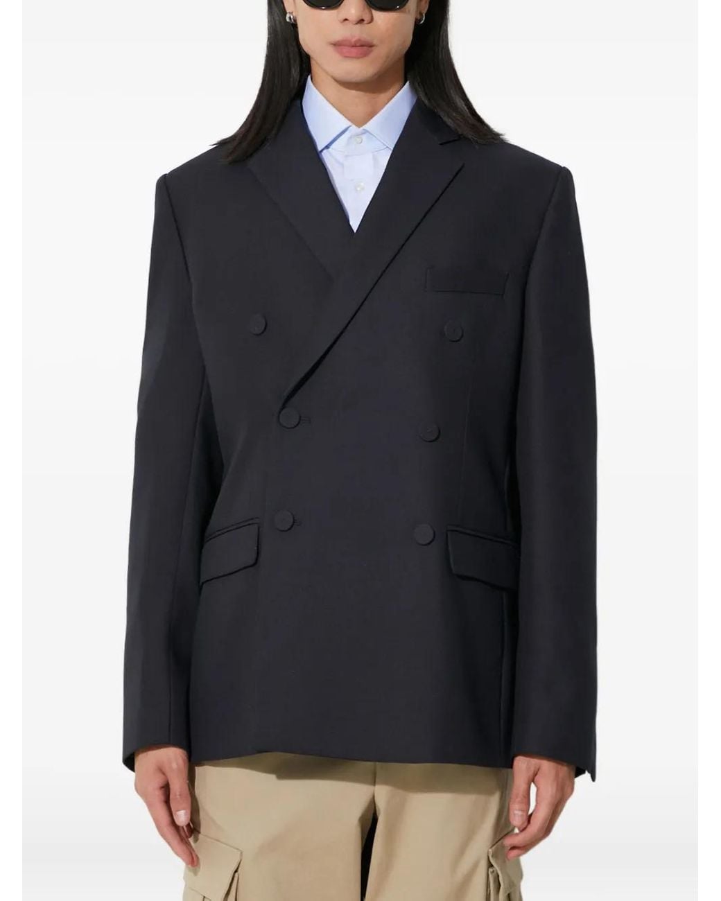 424 Black Double-Breasted Wool Jacket for men