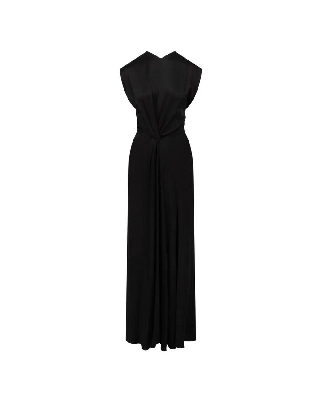 Victoria Beckham Black Aria Crepe-Back Satin Maxi Dress With Twisted Detail