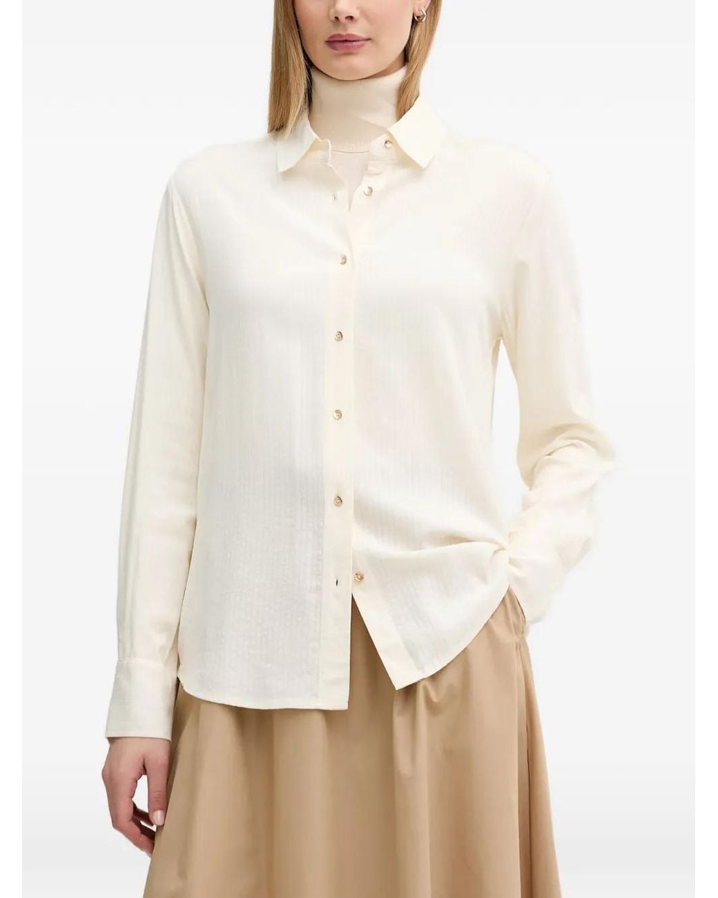 Benetton White Chemise À Rayures