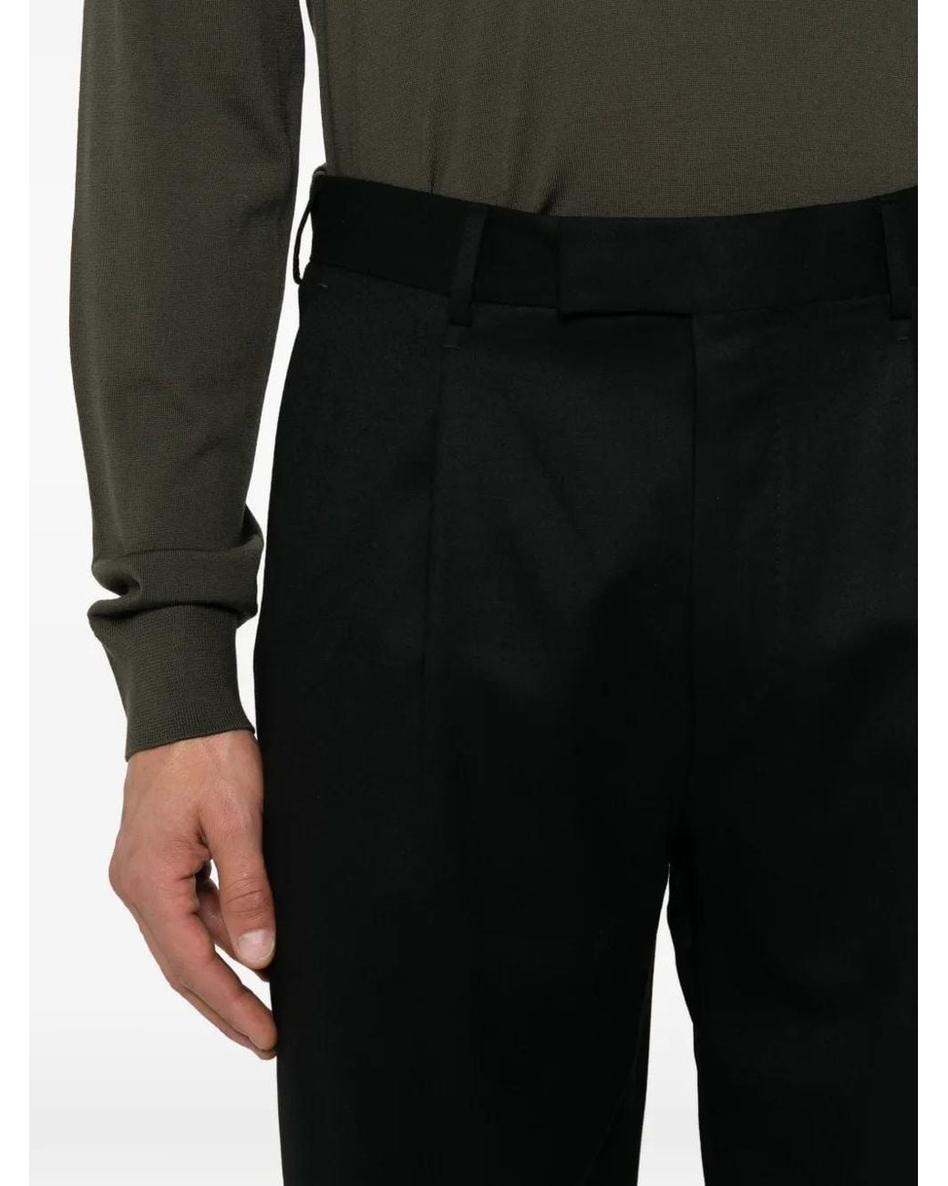 Zegna Black Pantalon De Costume À Plis for men