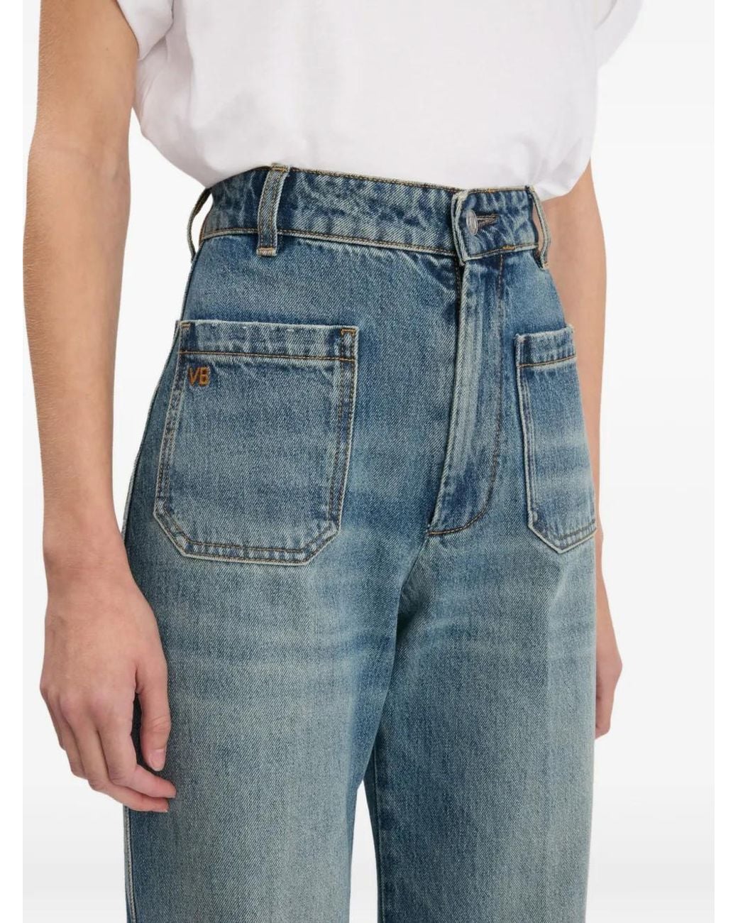 Victoria Beckham Blue Alina Patch-Pocket Jeans