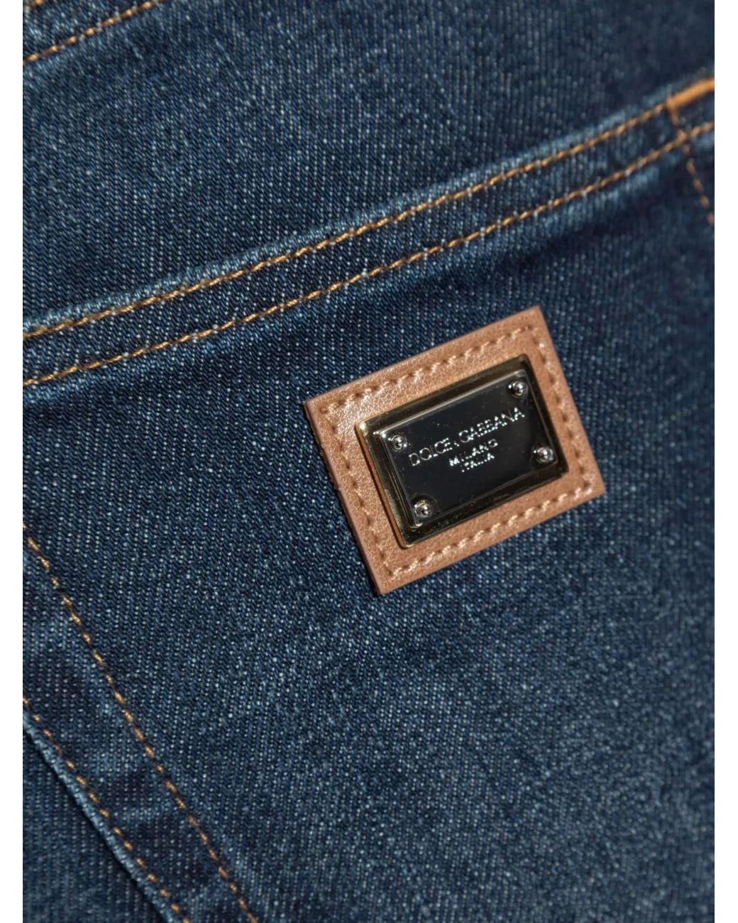 Dolce & Gabbana Blue Logo-Plaque Skinny Jeans