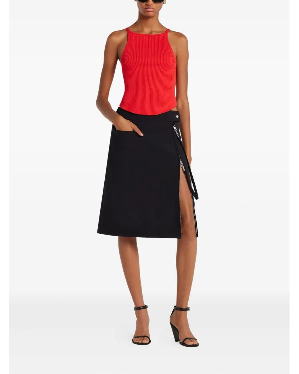 Courreges Red Ribbed Halter Top