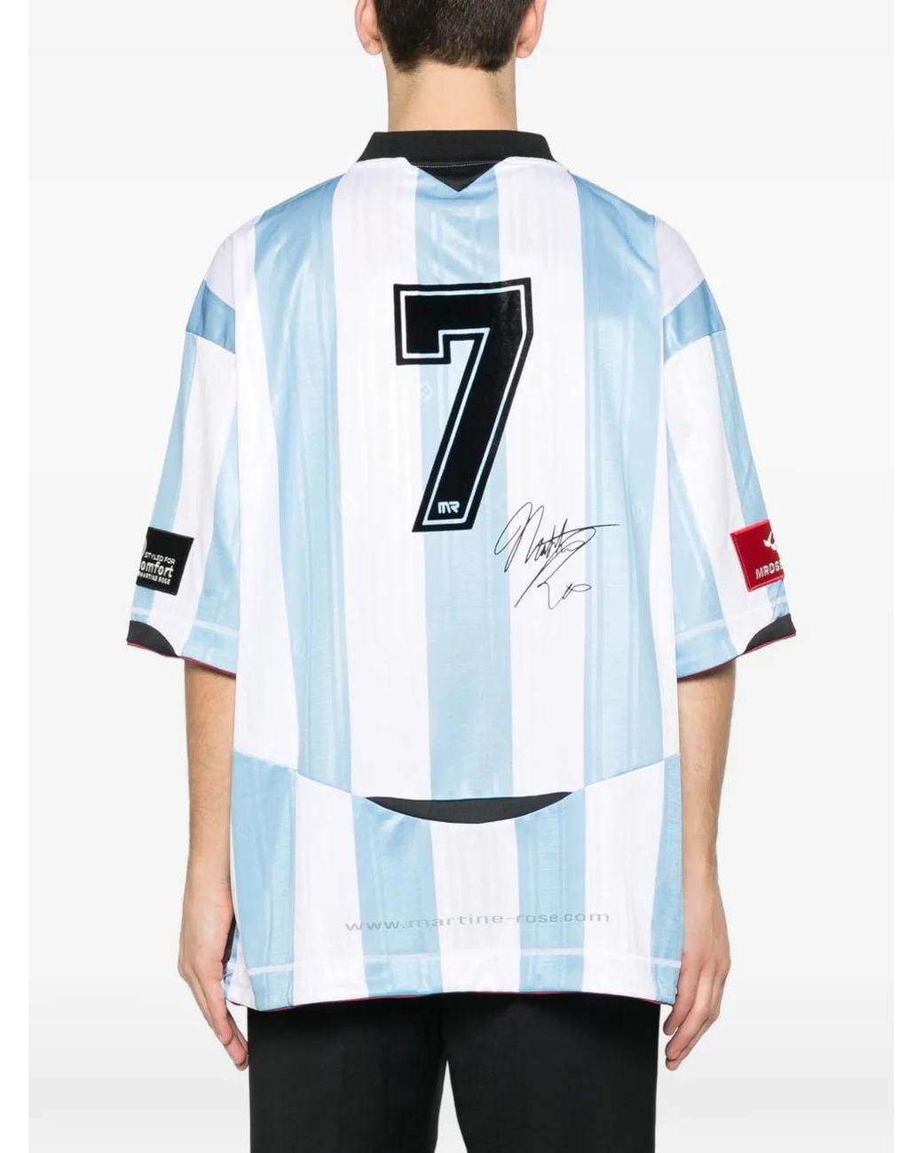 Martine Rose Blue Striped Football T-Shirt for men