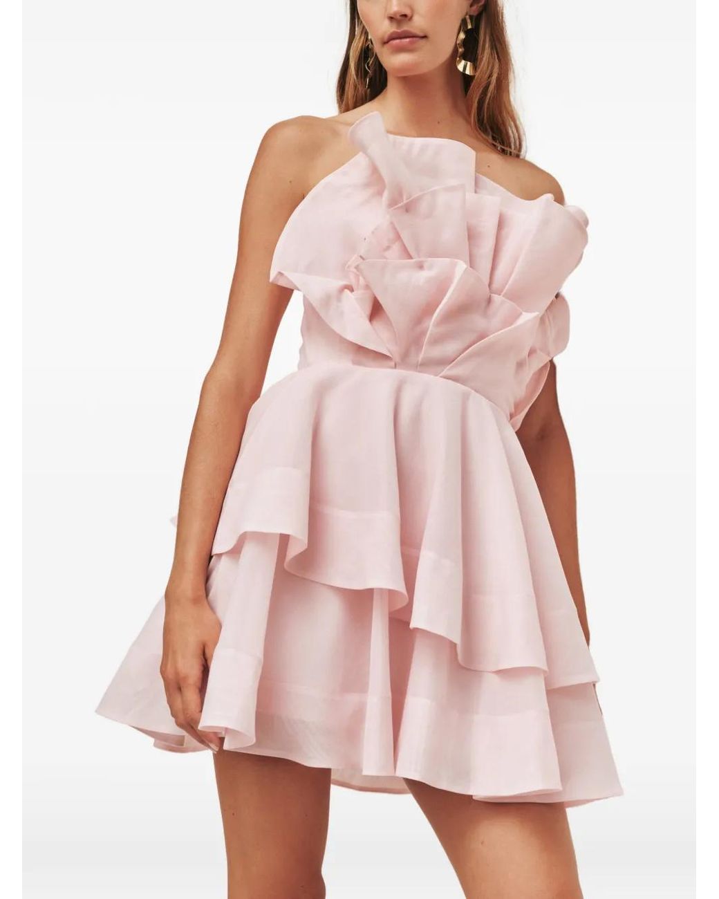 open lace back dress Aje ‘Bubble Hem’ Mini in Pink