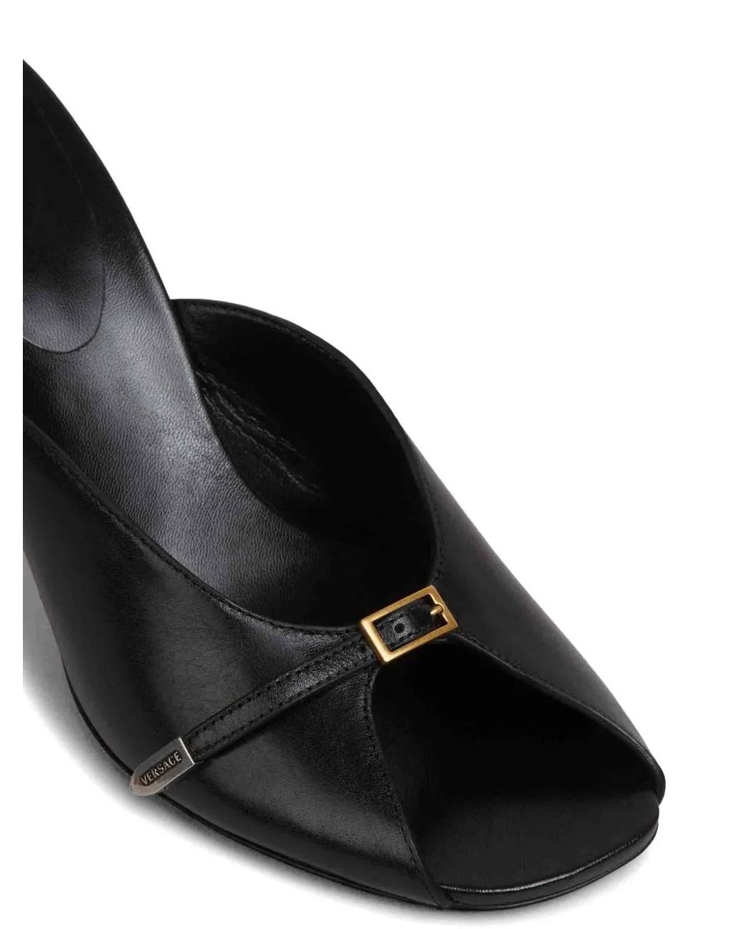 Versace Black Mules Nyx 80 Mm En Cuir