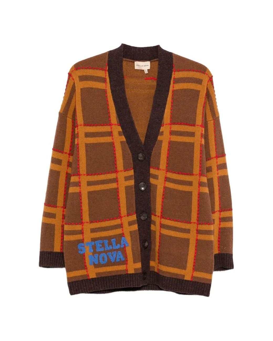 Stella Nova Brown Logo-Lettering Cardigan