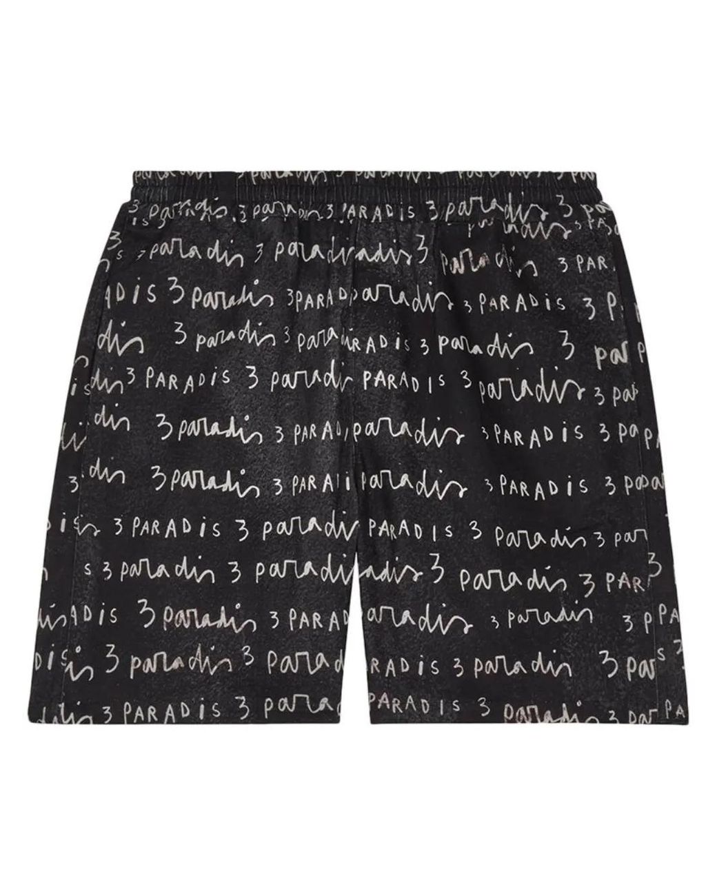 3.PARADIS Black Logo-Print Poplin Shorts for men