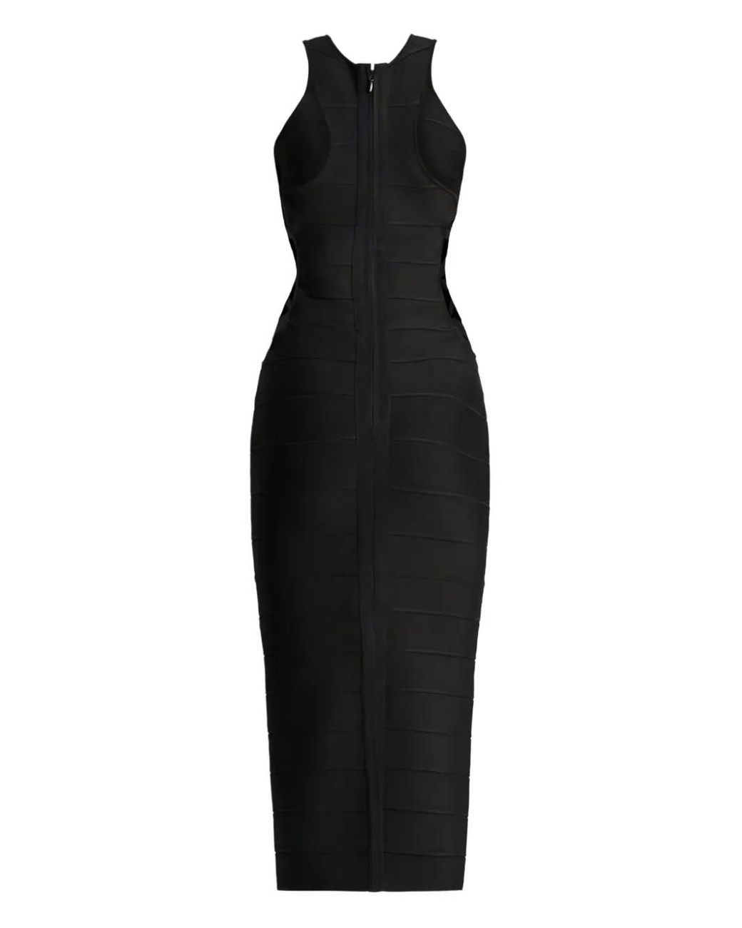 Hervé Léger Black Bandage Cut-Out Midi Dress