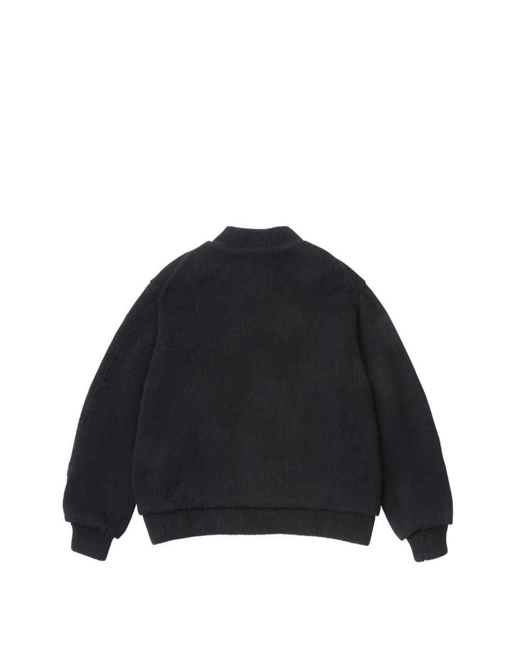 vowels Black Knitted Zip-Up Bomber Jacket for men