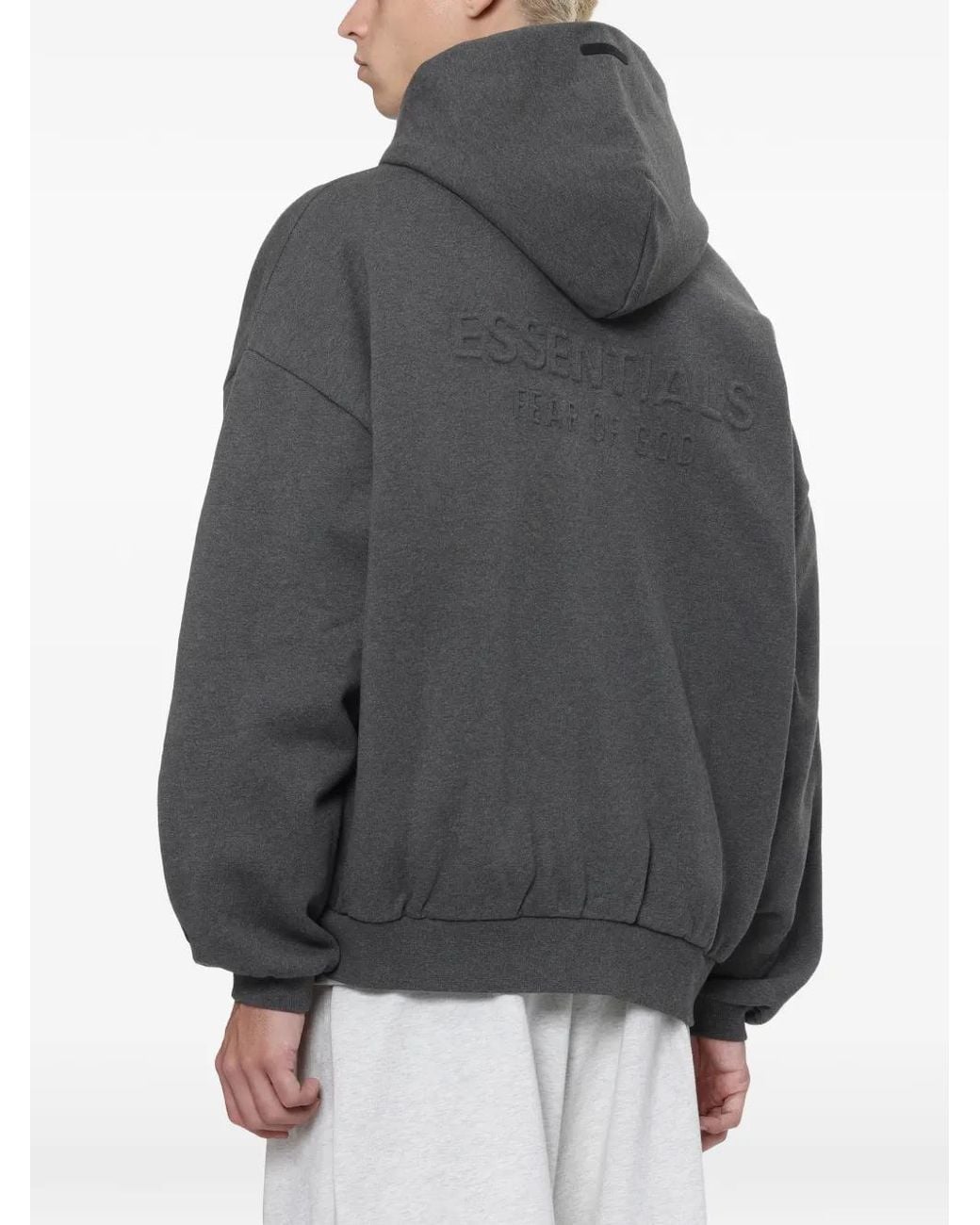 Fear Of God Gray Logo-Embossed Zip-Up Hoodie for men