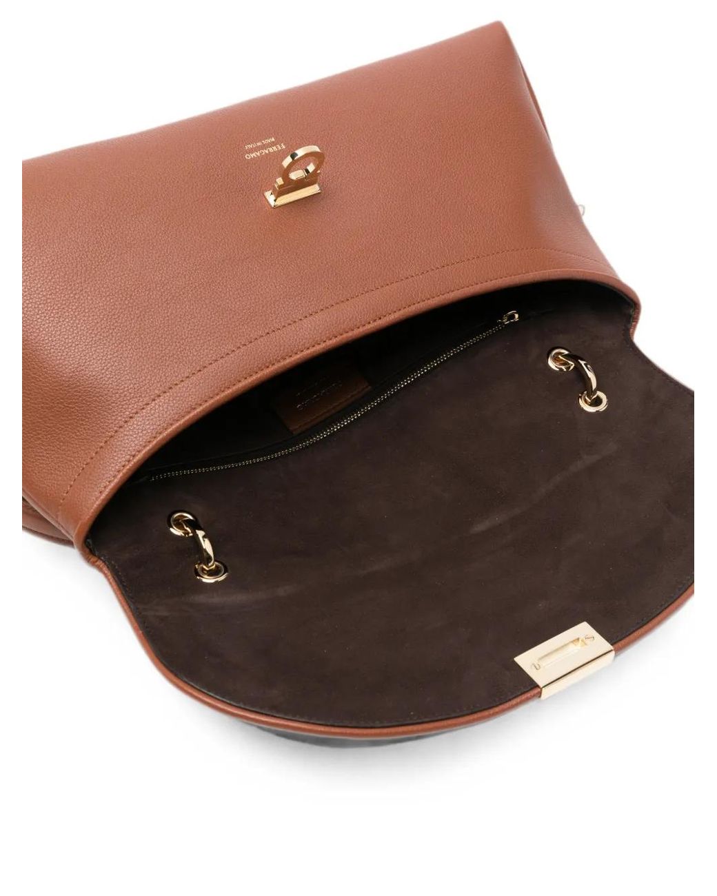 Ferragamo Brown Gancini Flip-Lock Shoulder Bag