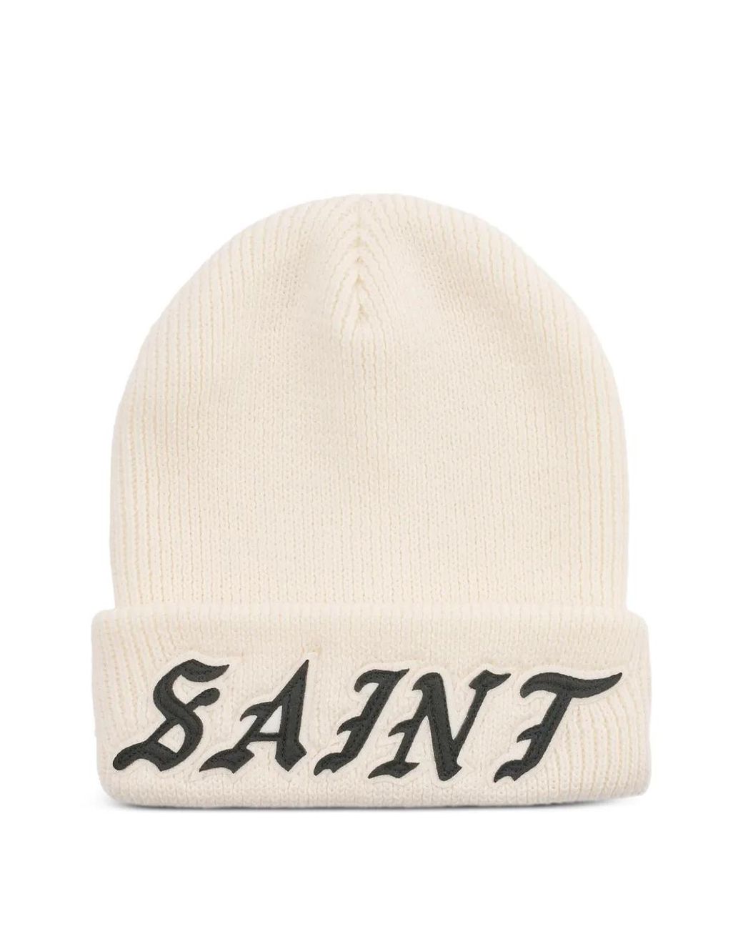 SAINT Mxxxxxx White Logo-Appliqué Beanie Hat