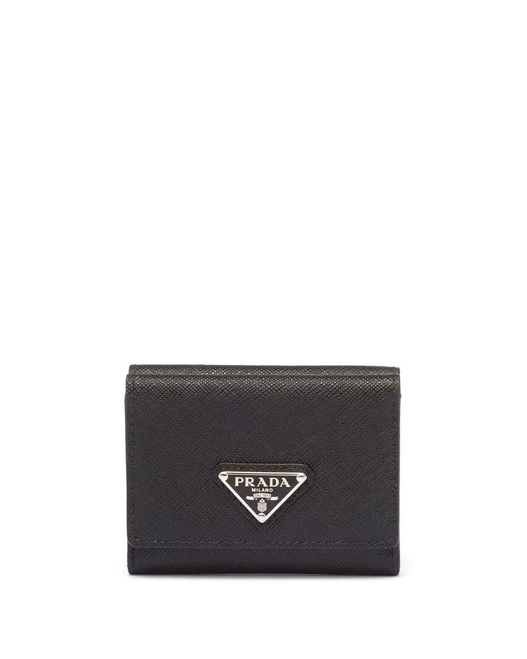 Prada Black Small Logo-Plaque Leather Wallet for men