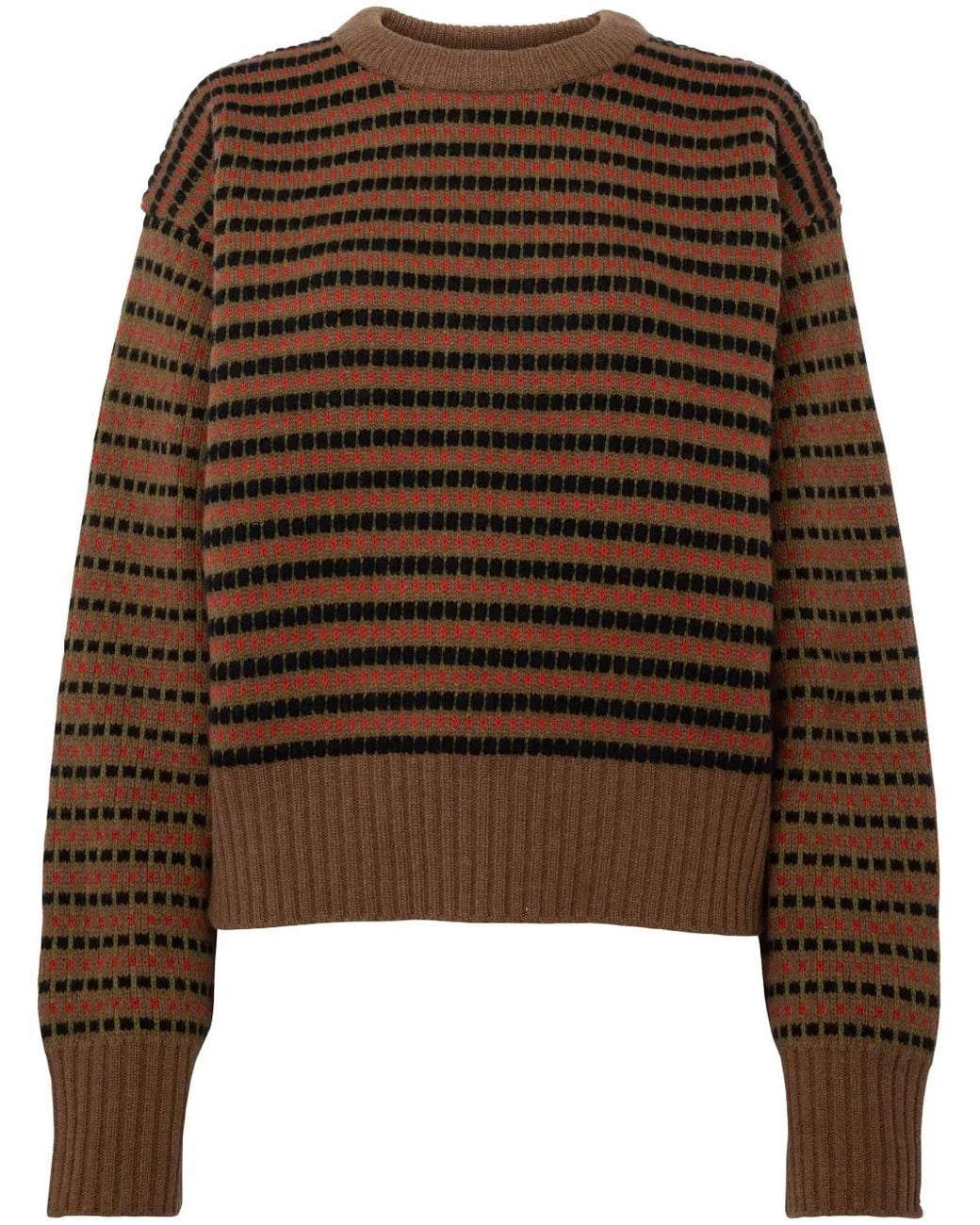 J.W. Anderson Brown Striped-Jacquard Wool Sweater