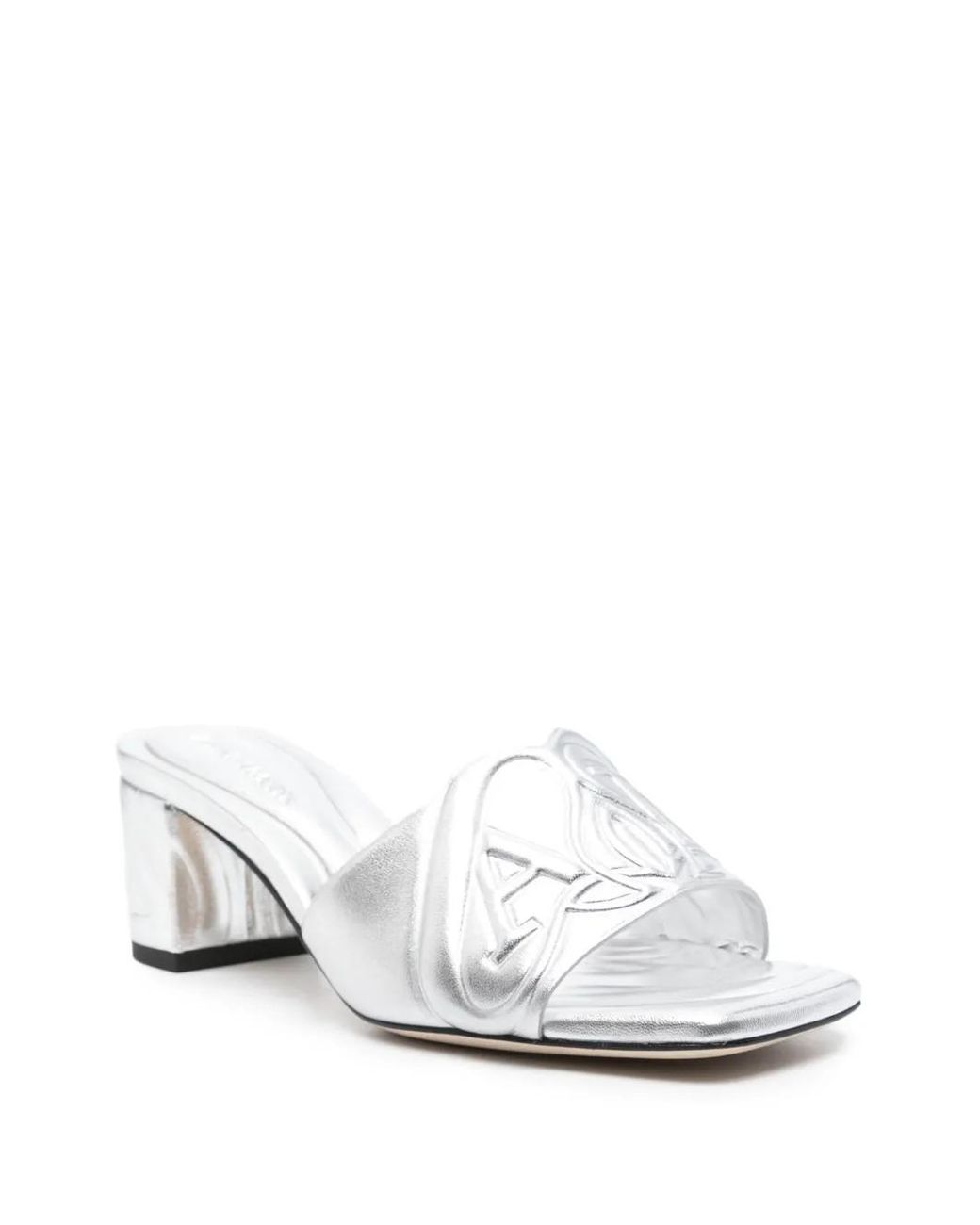 McQueen Metallic Leather Heel Sandals