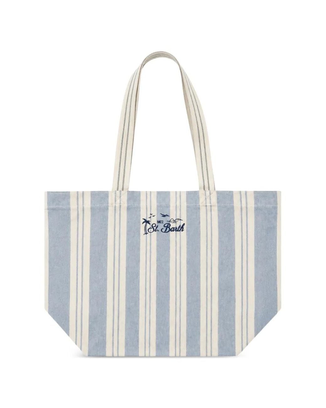Mc2 Saint Barth White Essential Beach Striped Cotton Tote Bag for men
