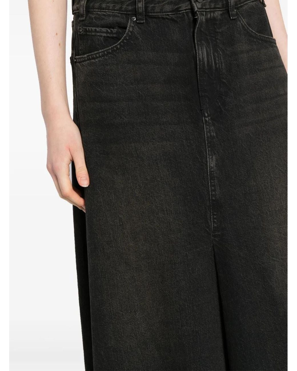JNBY Black Distressed Maxi Denim Skirt