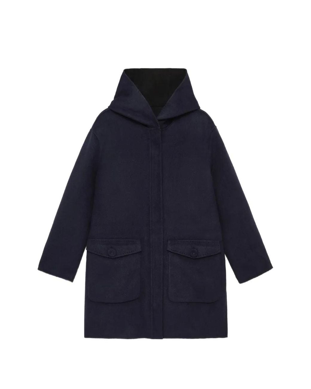 Maliparmi Blue Eversible Hooded Double-Wool Jacket
