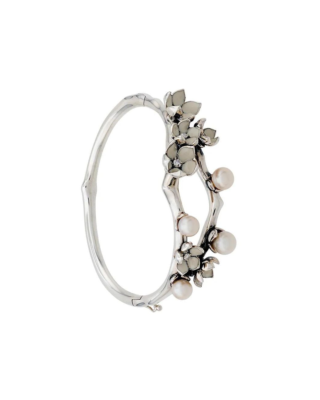 Shaun Leane White Cherry Blossom Pearl And Diamond Cuff