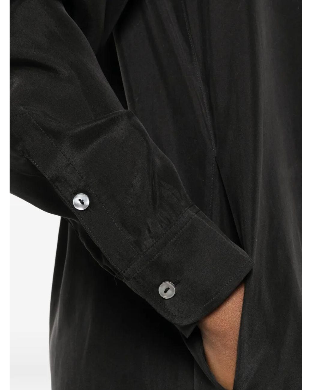 P.A.R.O.S.H. Black Robe Mi-Longue À Boutonnière