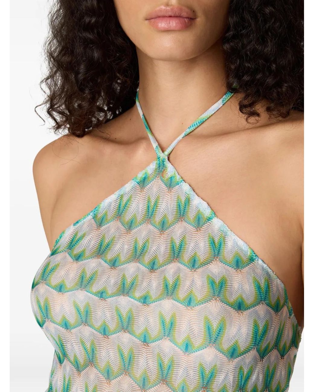 Missoni Blue Halterneck Patterned Top