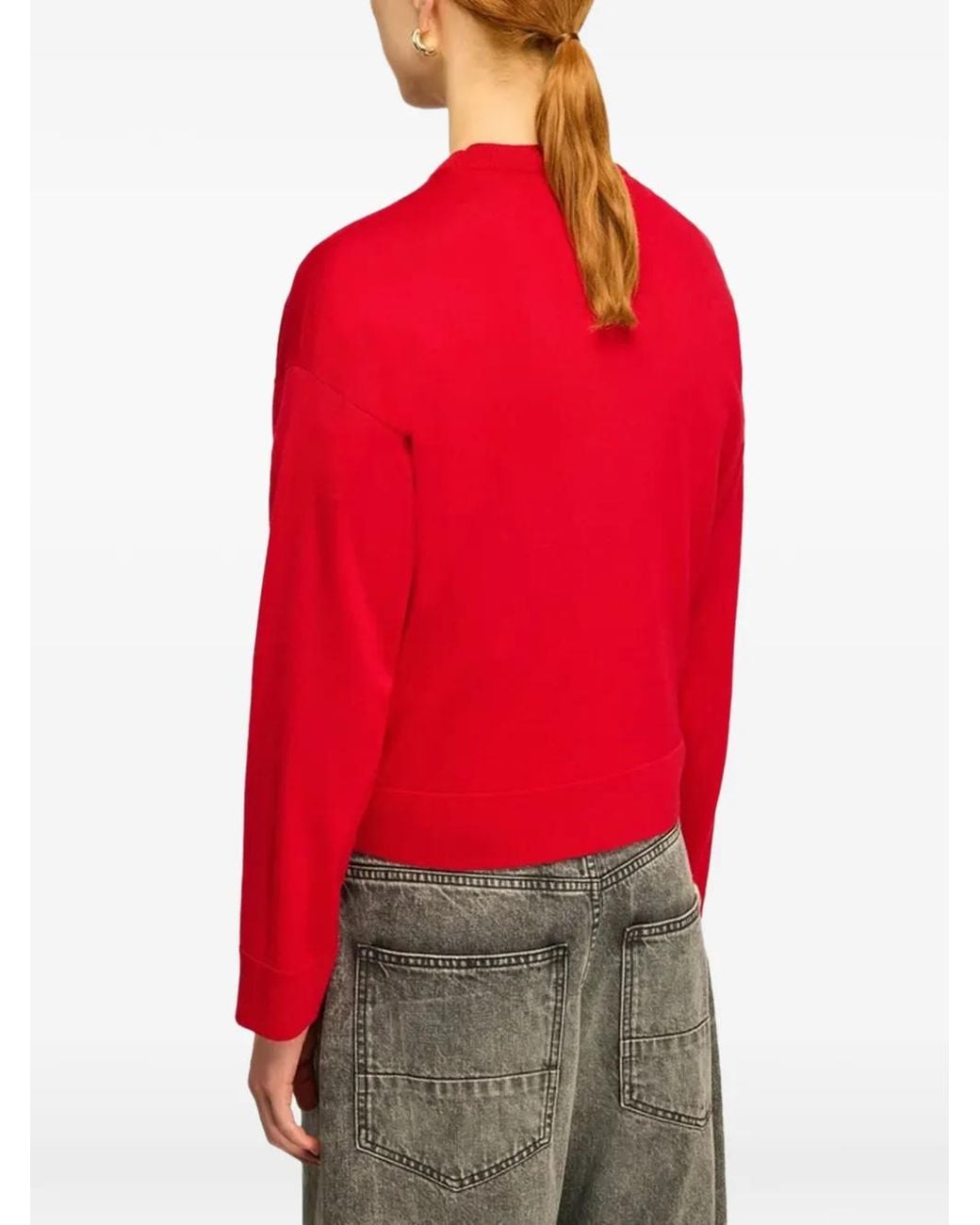 Semicouture Red Belted-Waist Sweater
