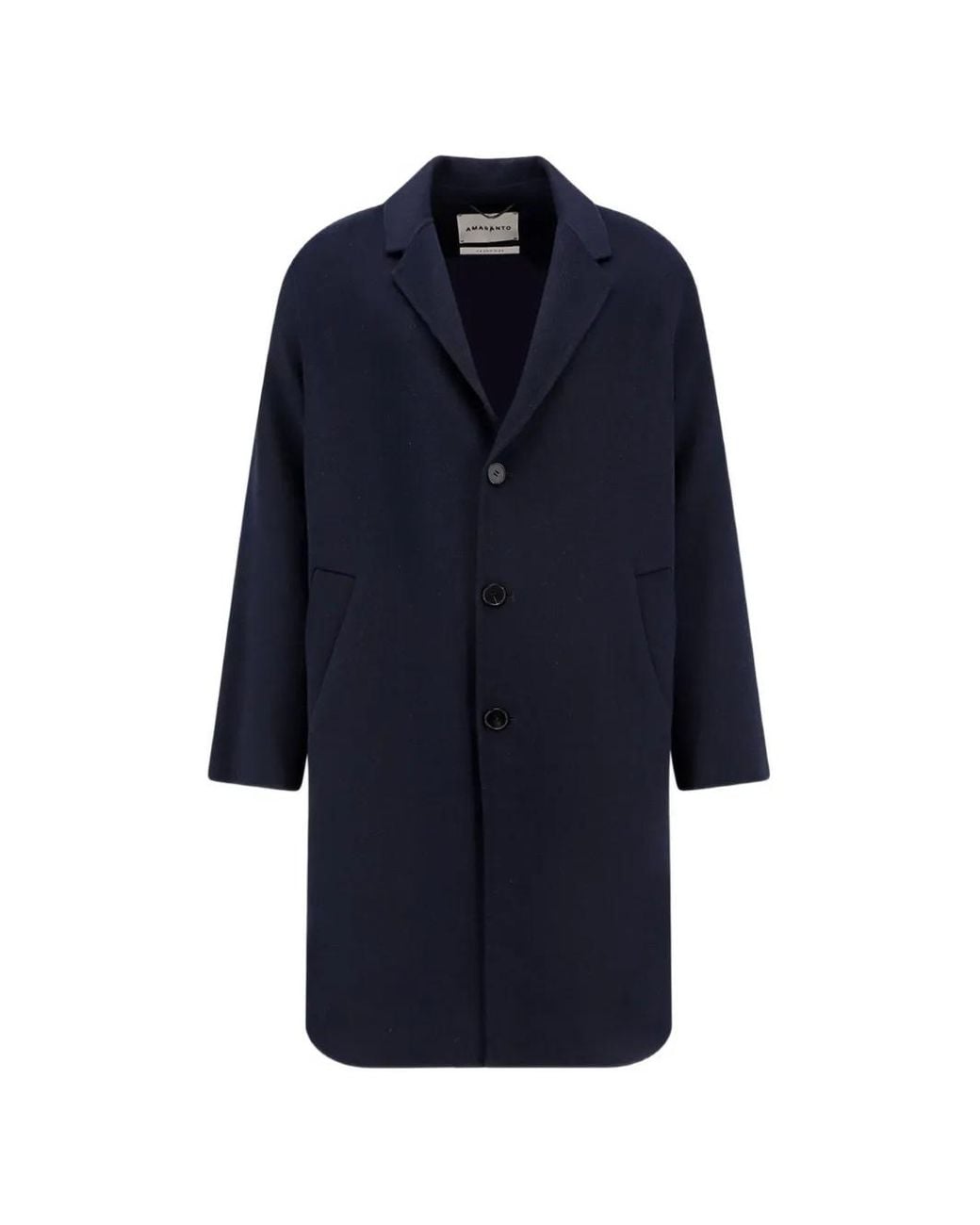 Amaranto Blue Button-Up Notched-Lapel Coat for men