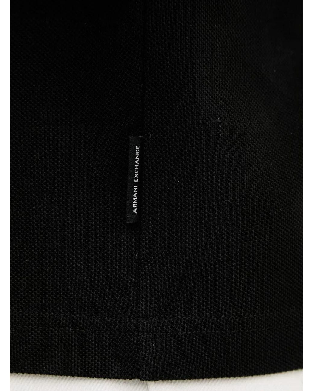 ARMANI EXCHANGE Black Striped-Trim Logo-Print Polo Shirt for men