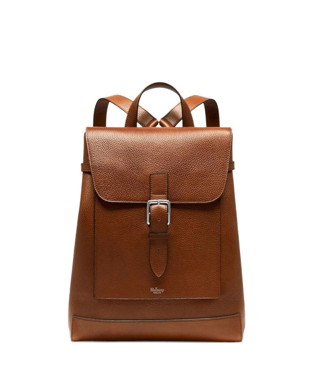 Mulberry Brown Chiltren Buckle-Fastening Leather Backpack for men